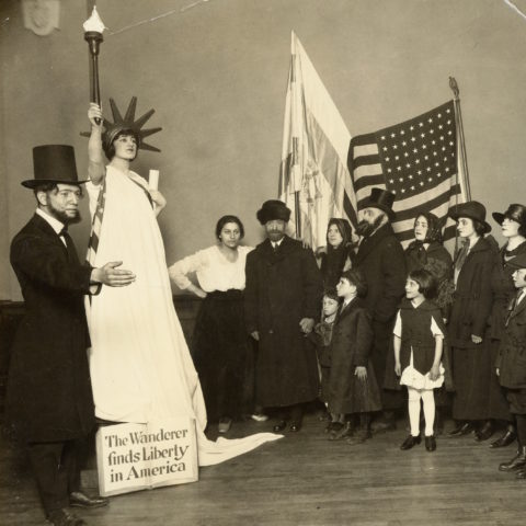 Group of people in patriotic ceremony