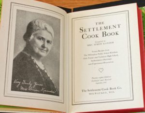 The title page of the cookbook showing a portrait of Lizzie Kander