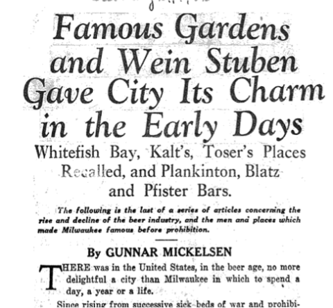 Milwaukee Journal article regarding Prohibition (Image courtesy of the Wisconsin Historical Society).