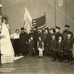 Scene from Poale Zion Chasidim, an Americanization pageant held in the Milwaukee auditorium to welcome Milwaukee’s new citizens, 1919. Image courtesy of the Wisconsin Historical Society, ID: 5348.