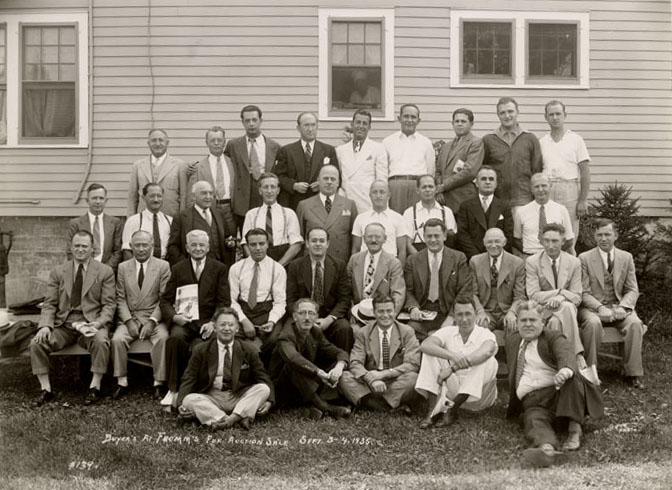A group picture of the fur buyers that made the trip to Central Wisconsin for the first Fromm fur action in 1935. Photograph courtesy of the Marathon County Historical Society.
