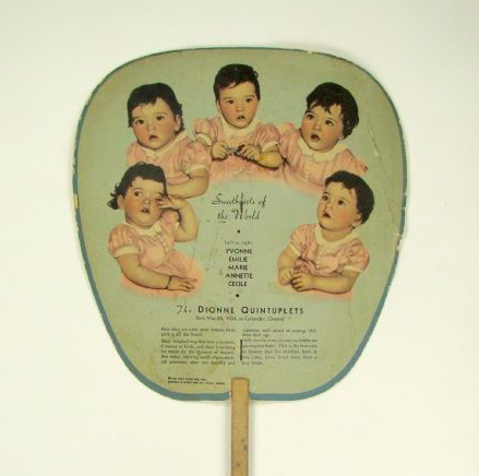 A fan showing the Dionne quintuplets from Milwaukee