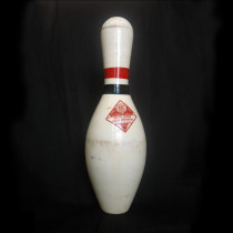 a picture of a wooden bowling pin