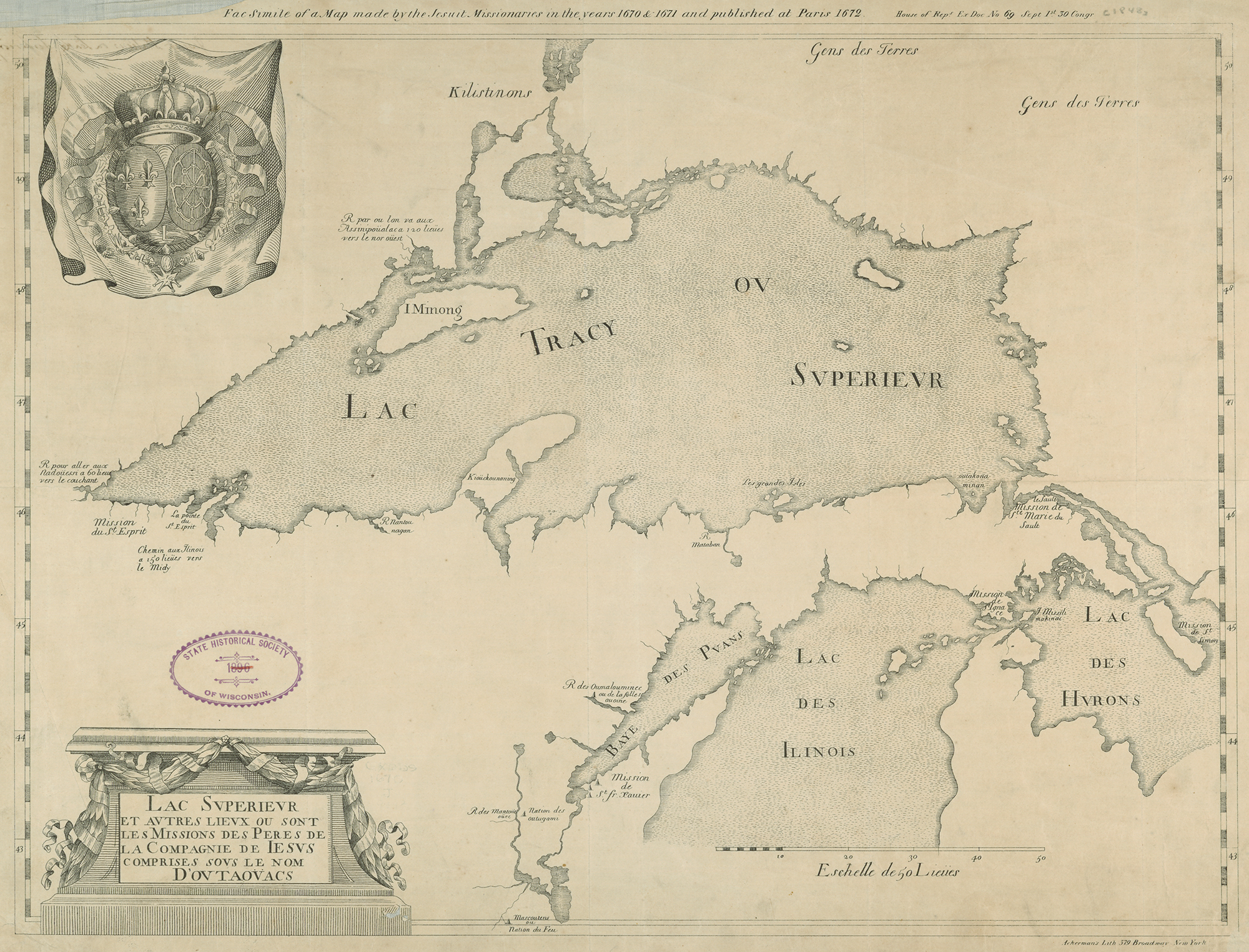 A detailed early French map of Lake Superior