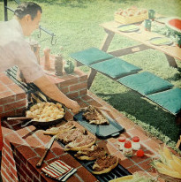 an image of a man grilling meat on a grill