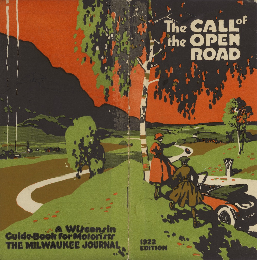 a color brochure from 1922 advertising Wisconsin's roads