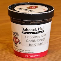 a close up of a babcock ice cream carton