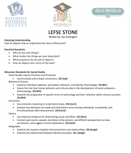 an image of the first page of the lefse stone lesson plan
