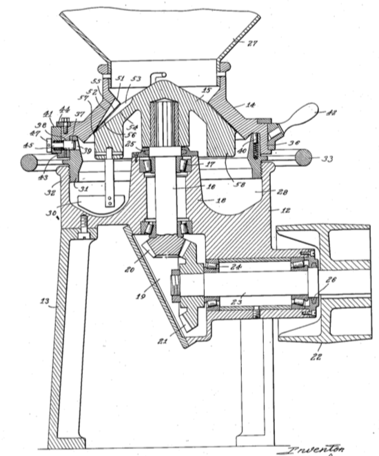 Drawing of the feed grinder from Matthews' patent application