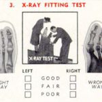 Picture showing an x-ray fitting test. Option to mark "Good" "Fair" or "poor" for the fit for each foot.