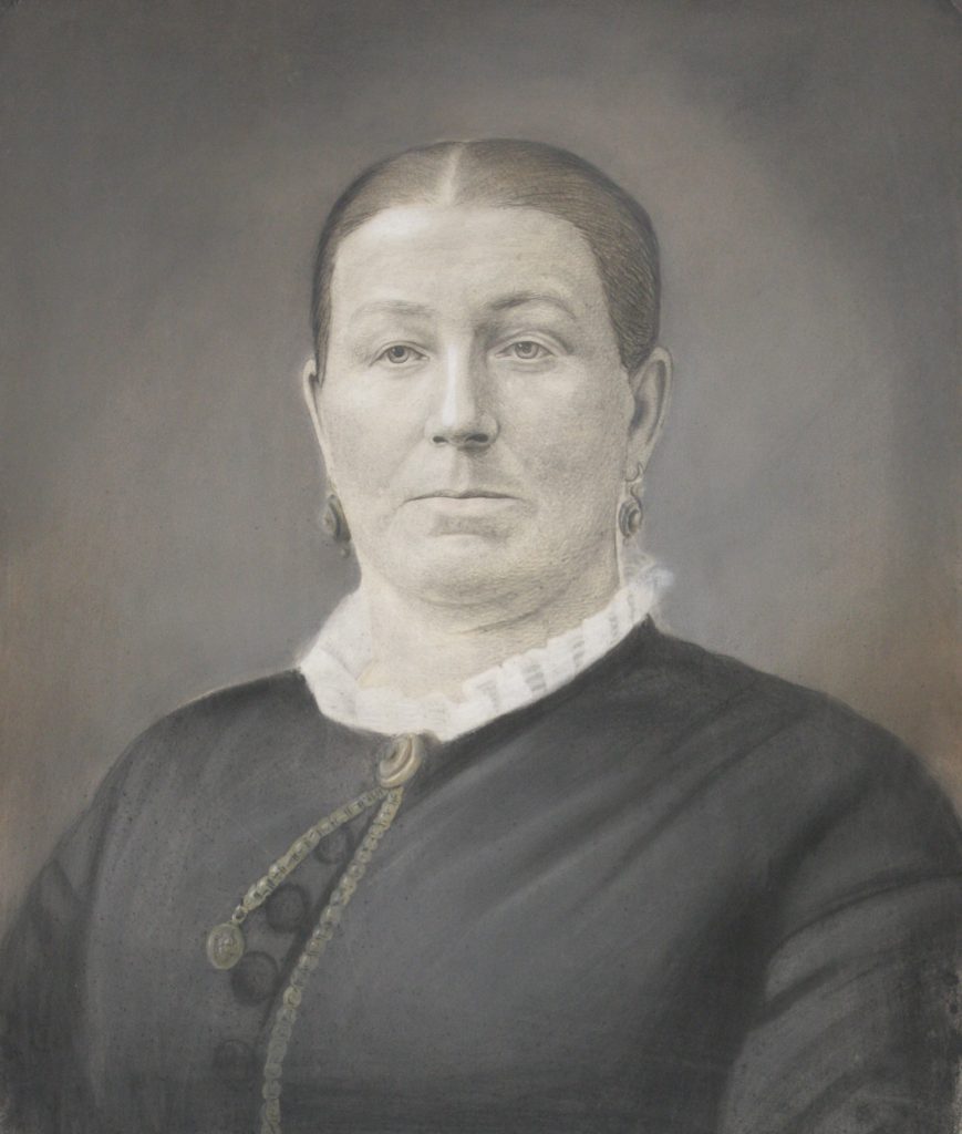 Tinted photographic portrait of Johanna Heileman.