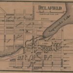 A 1859 map of the town of Delavan depicting a sparsely populated city plan.