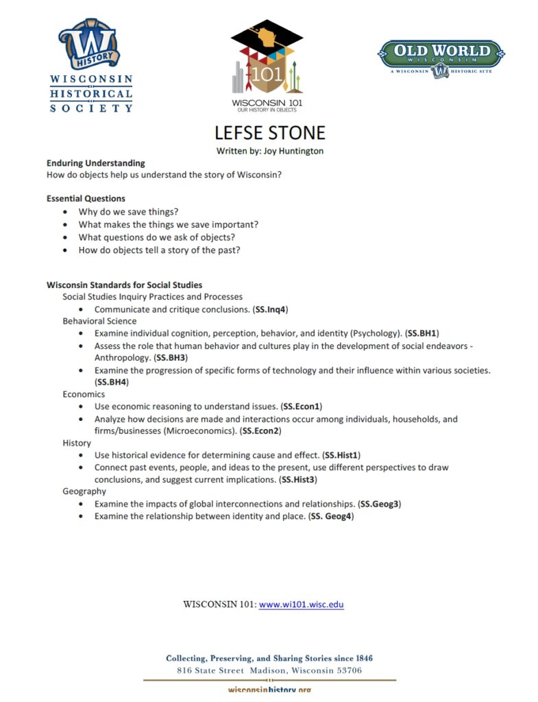 Icon, image of the lefse stone lesson plan.