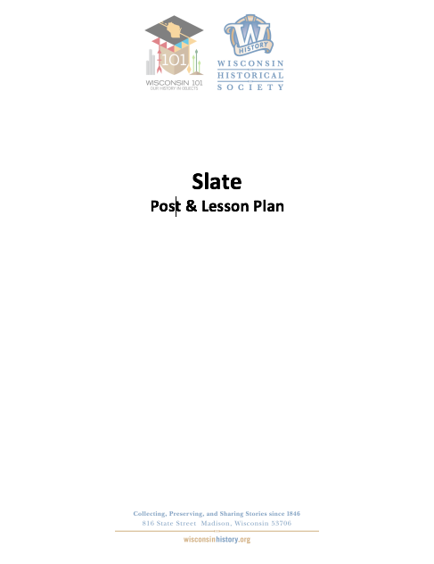 Cover sheet for Slate Lesson Plan