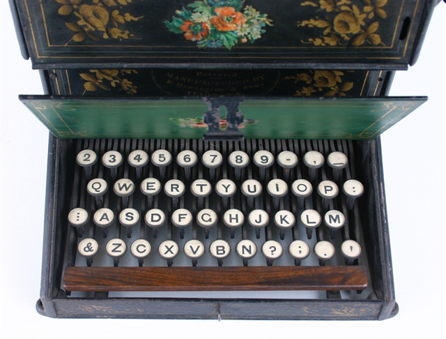 A detail view of the keyboard, showing its "QWERTY" layout.