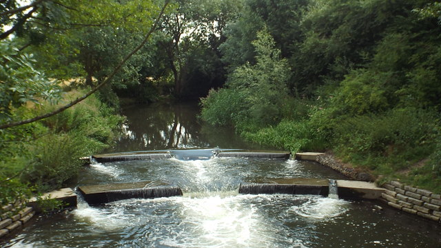 Photograph of a fishing weir constructed of stone.