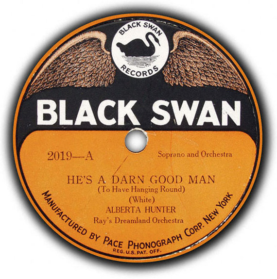 Label from the Black Swan Records "He's a Darn Good Man" by Alberta Hunter.