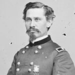 Half-length seated portrait of Orlando Poe in Civil War Union uniform.