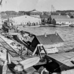 Historic photo of the shipbuilding company port.