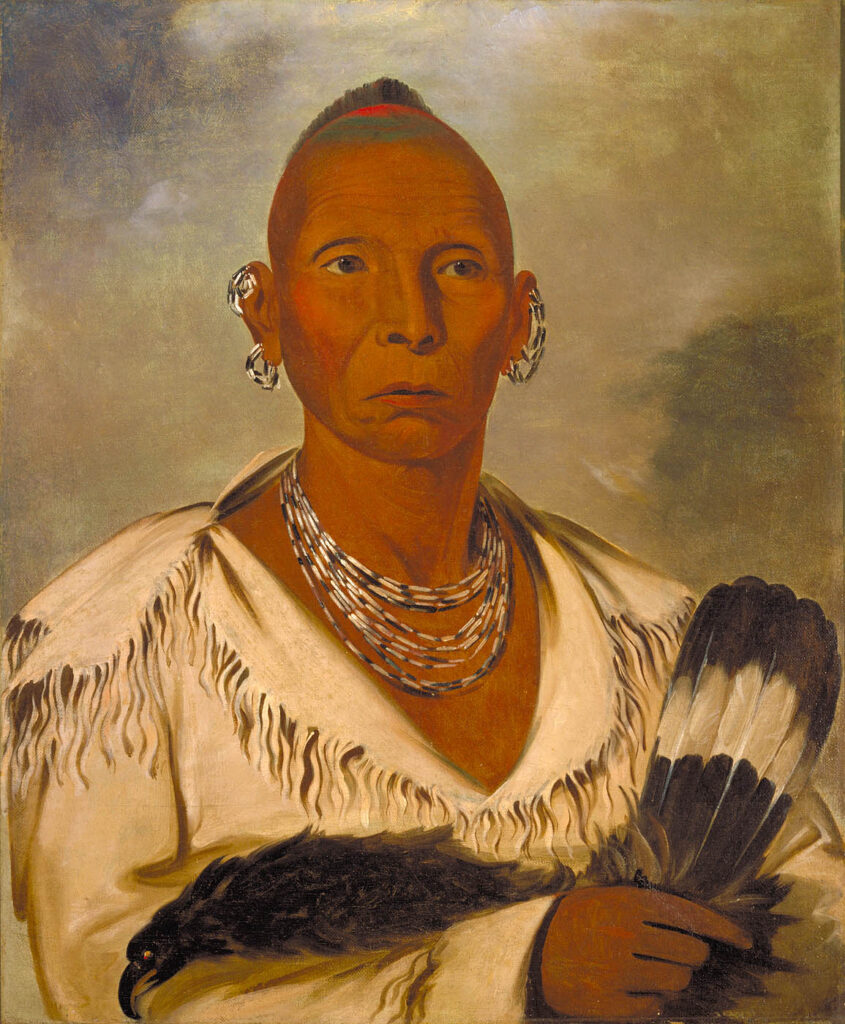 Painted portrait of Black Hawk, Sac leader.