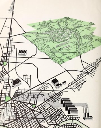 Map, from Greenbelt Towns: a Demonstration in Suburban Planning. Washington, D. C.: Resettlement Administration, 1936.