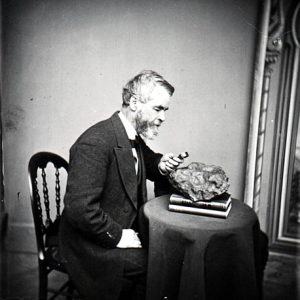 Increase A. Lapham (1811-1875) examining a meteorite that fell in Wisconsin in 1868. Photo courtesy of Wikimedia commons.