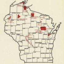 Map of Indian Settlements - including Potawatomi of Forest County, c. 1962. Image ID: 91434 Courtesy of the Wisconsin Historical Society.