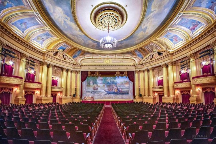 Interior of the auditorium, after 2015-16 restoration. Photograph by Bill Johnsen for the Al Ringling Theatre.